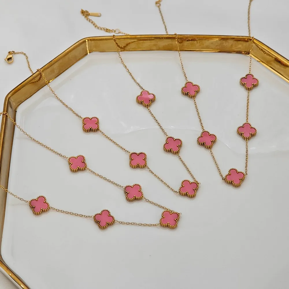 Stainless Steel V.Cleef Kolye Pembe