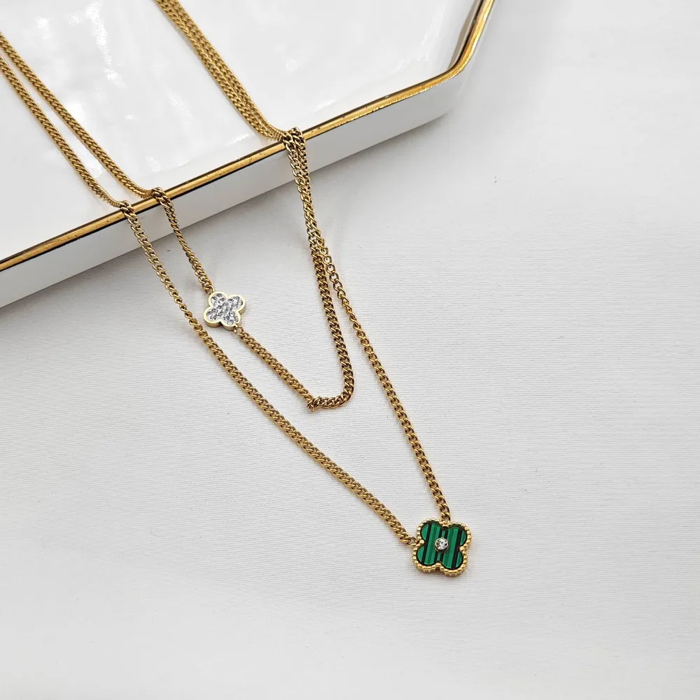 Stainless Steel İkili Van Cleef Kolye