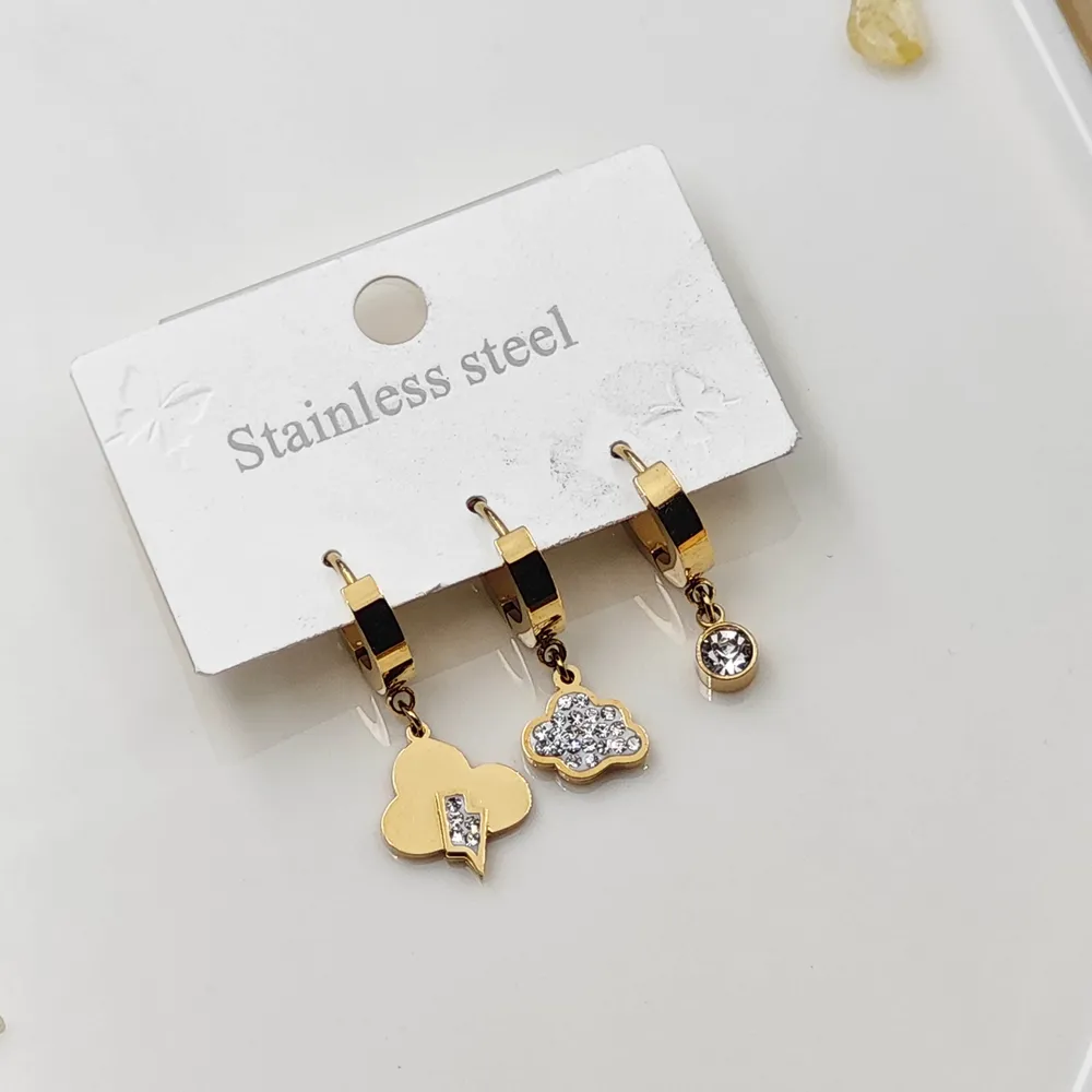 Stainless Steel Üçlü Küpe Seti